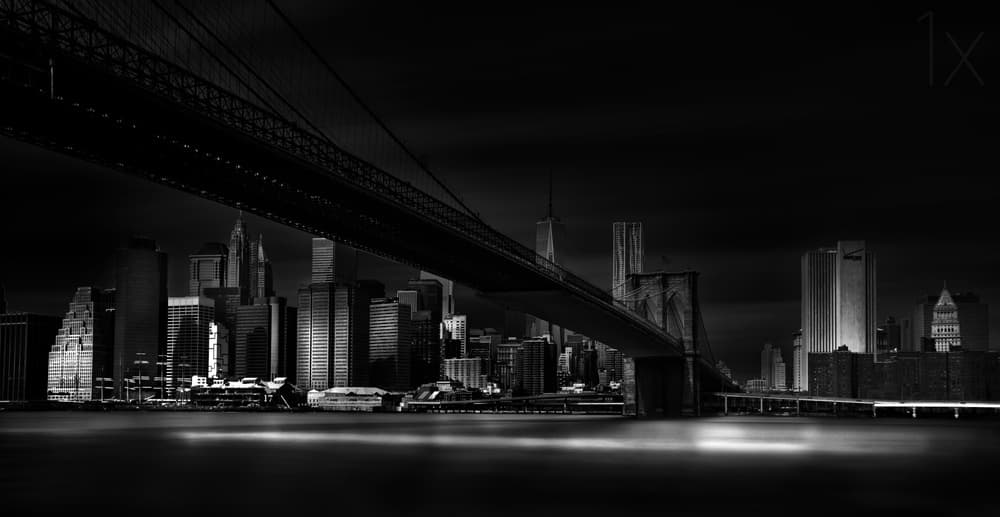 Brooklyn Bridge Night View by Peter Futo — canvas wall art