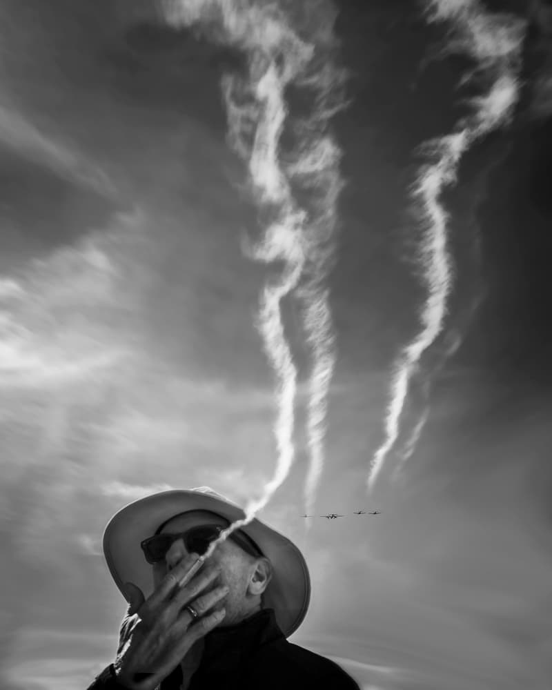 Contemplative Sky Trails by Leah Guo — canvas wall art