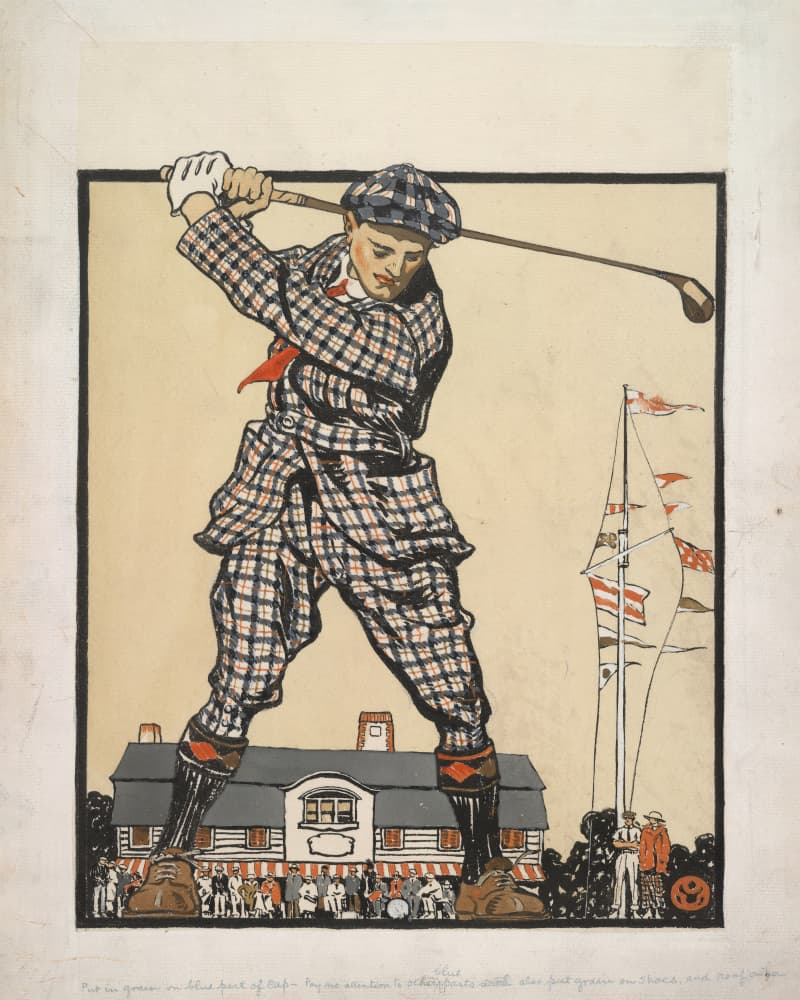 Man Swinging Golf Club (1915) by Edward Penfield — canvas wall art