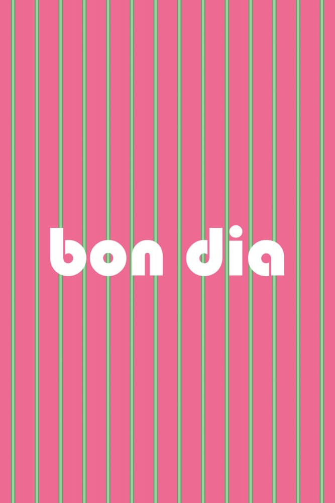Bon Dia Pink Stripes by Karen Menzenbach — canvas wall art