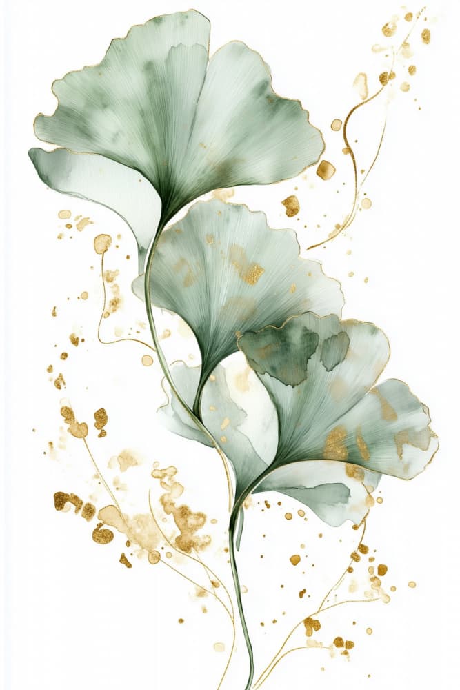 Golden Ginkgo Flow by Sally Ann Moss — canvas wall art
