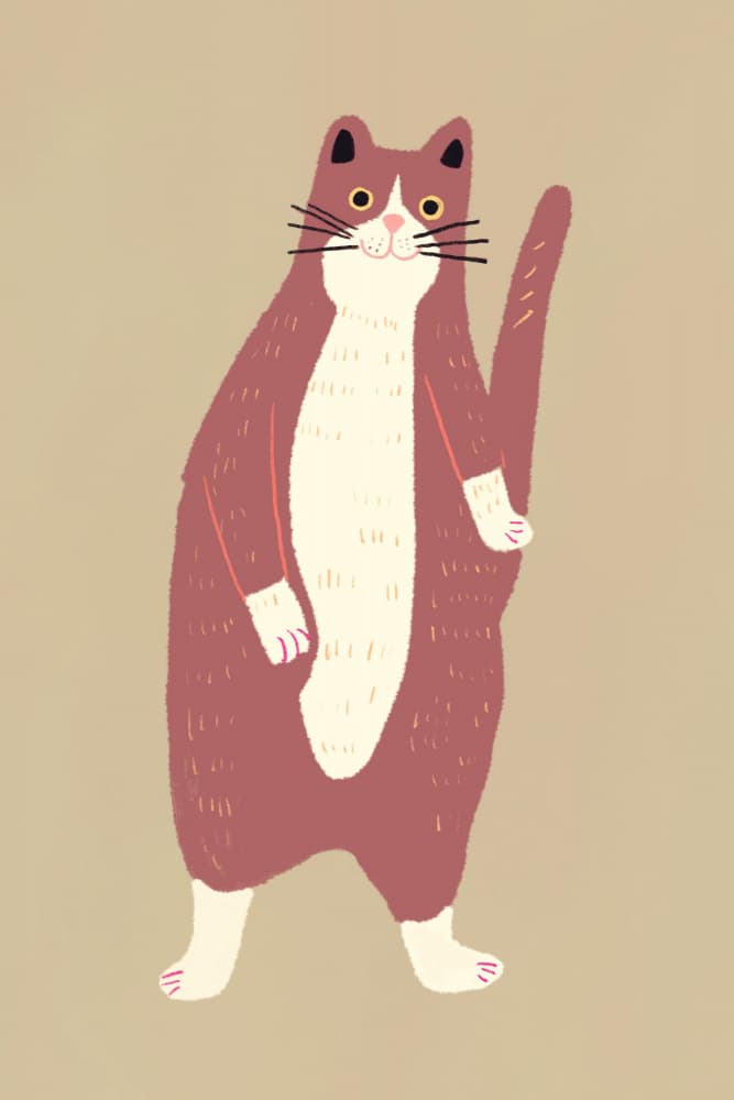Happy Standing Cat by Little Dean — canvas wall art