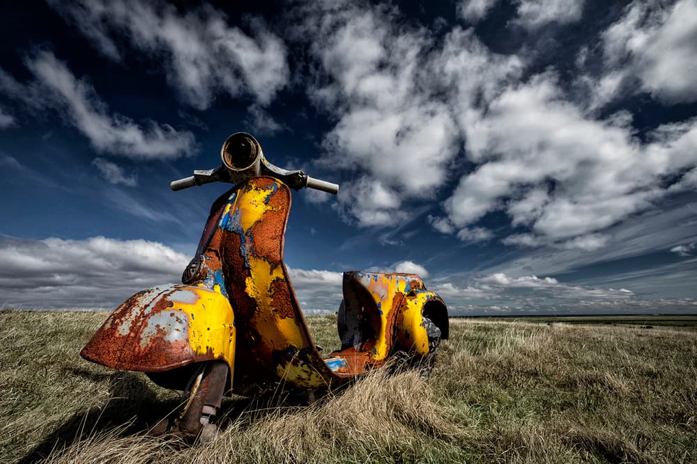 Rusted Vespa Field by Þorsteinn H. Ingibergsson — canvas wall art