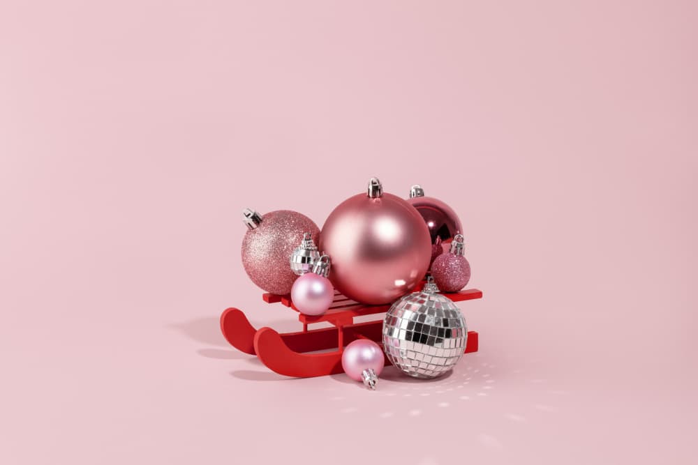 Pink Christmas Sleigh by Julia Ramiro — canvas wall art