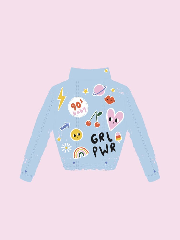 Fun Patches Denim Jacket by Aislinn Simmonds — canvas wall art