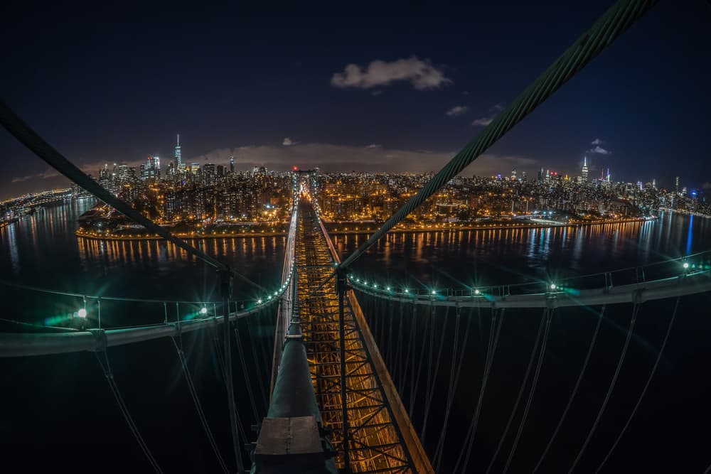 New York City Bridge Night by Christopher R. Veizaga — canvas wall art