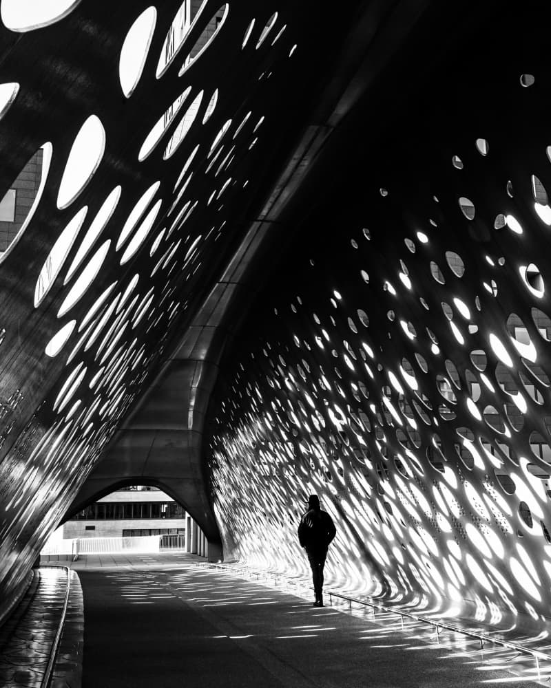 Walking Through Light Patterns by Sofie Steenhoudt — canvas wall art