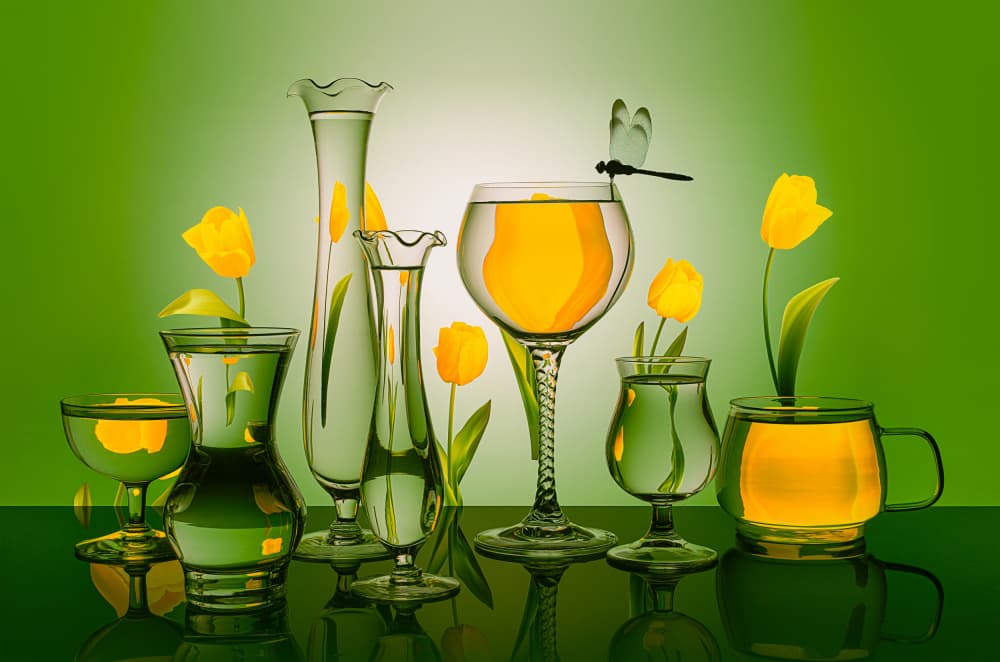 Yellow Tulips Reflections by Lydia Jacobs — canvas wall art