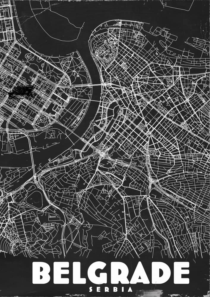 Belgrade City Map by Nicholas — canvas wall art