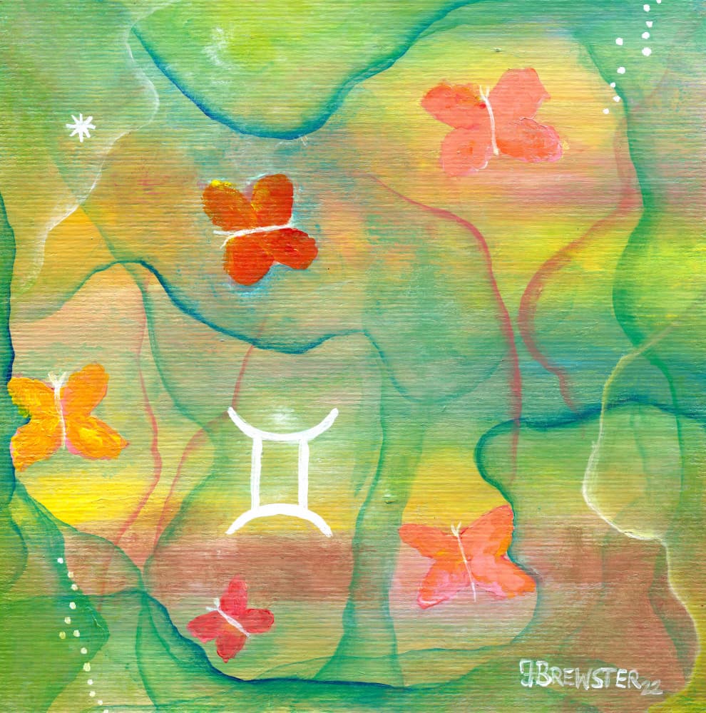 Vibrant Gemini Butterflies by Janine Brewster — canvas wall art