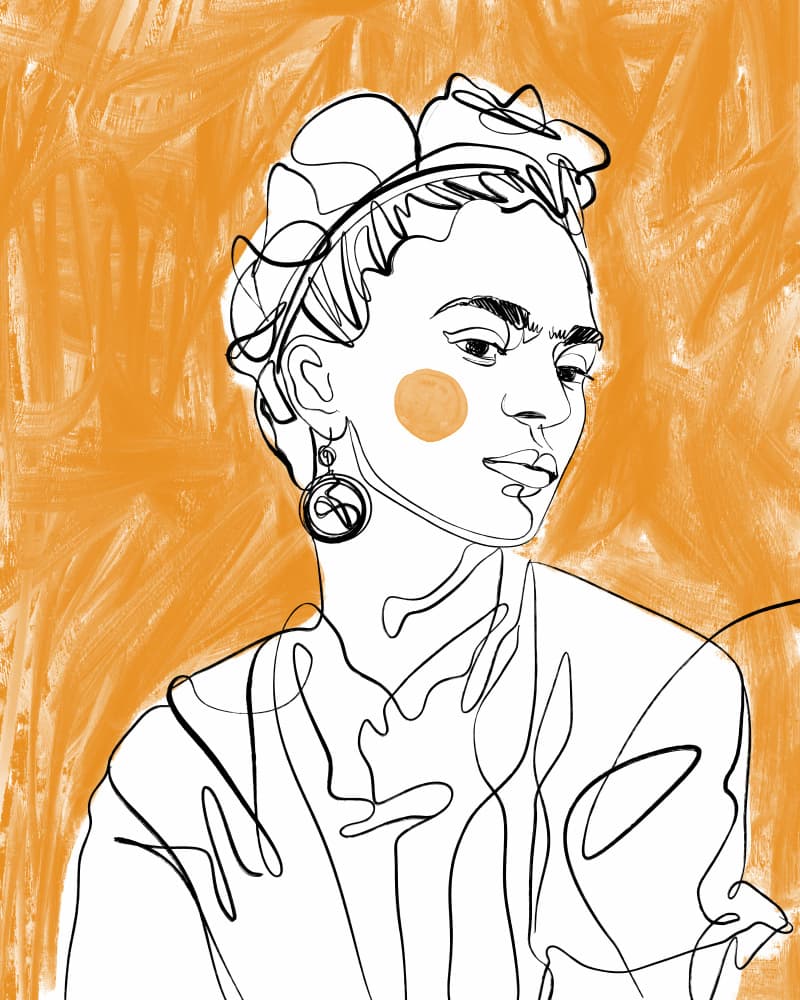 Orange Line Portrait by CATS AND DOTZ — canvas wall art