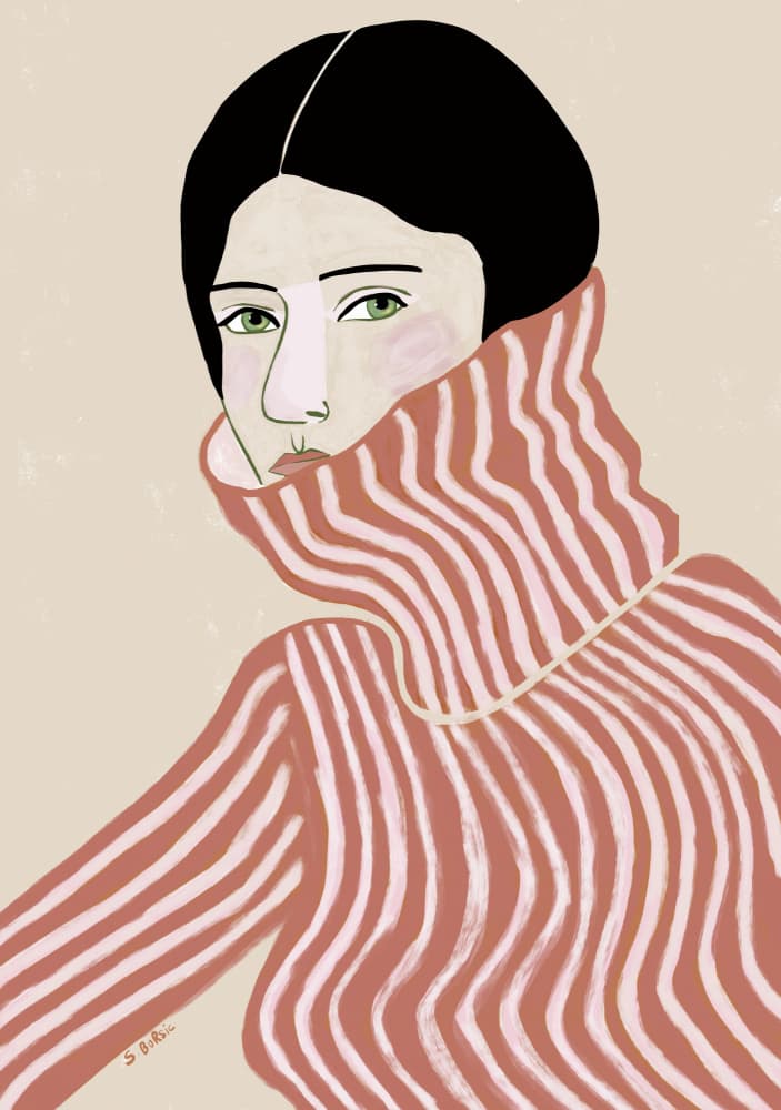 Elegant Striped Woman by Sharyn Bursic — canvas wall art