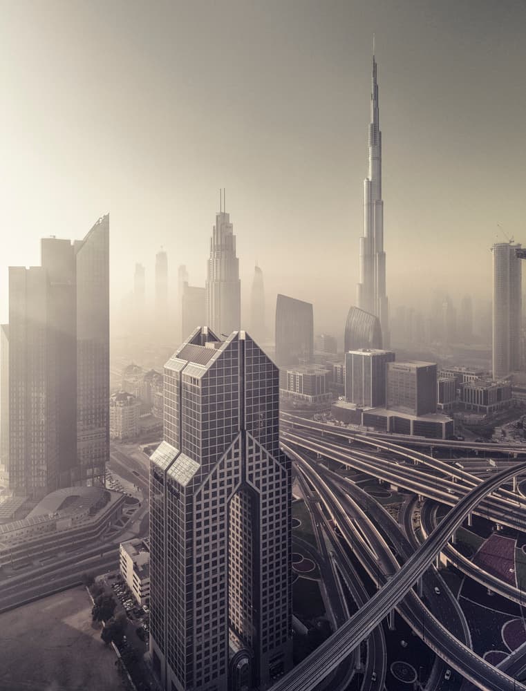 Misty Dubai Skyline by Andreas Agazzi — canvas wall art