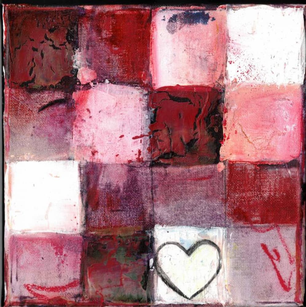 Red Checkered Heart by Deb Chaney — canvas wall art
