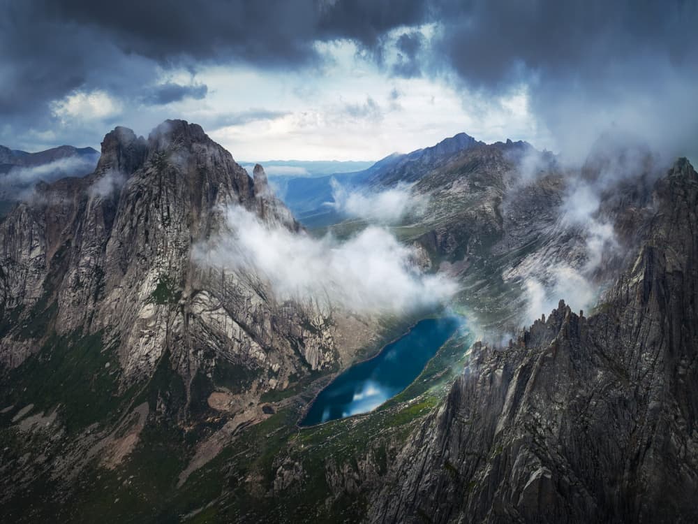 Misty Mountain Lake by Irene Wu — canvas wall art