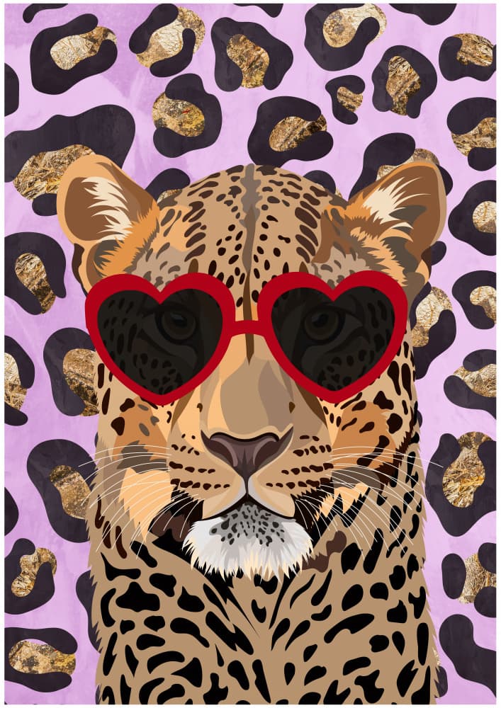 Leopard Heart Sunglasses by Sarah Manovski — canvas wall art