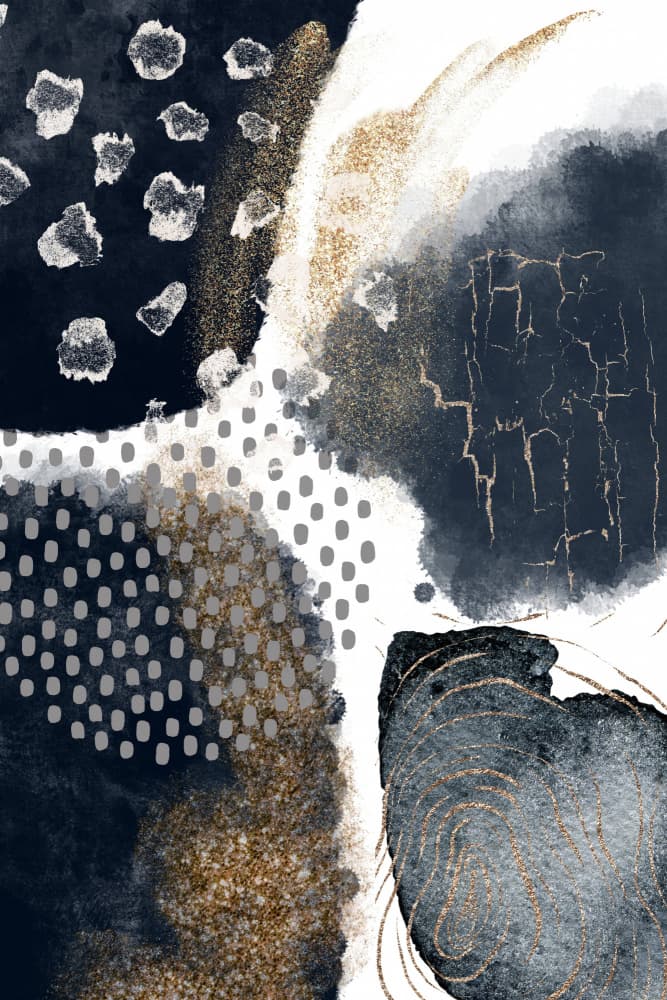 Elegant Navy Gold Abstract by Sally Ann Moss — canvas wall art