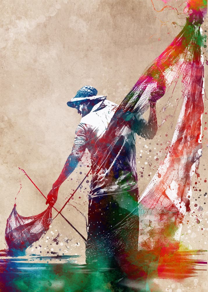 Dynamic Fishing Splash by Justyna Jaszke — canvas wall art