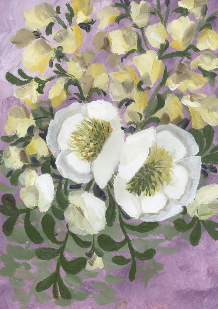 Soft White Yellow Flowers by Rosana Laiz Blursbyai — canvas wall art