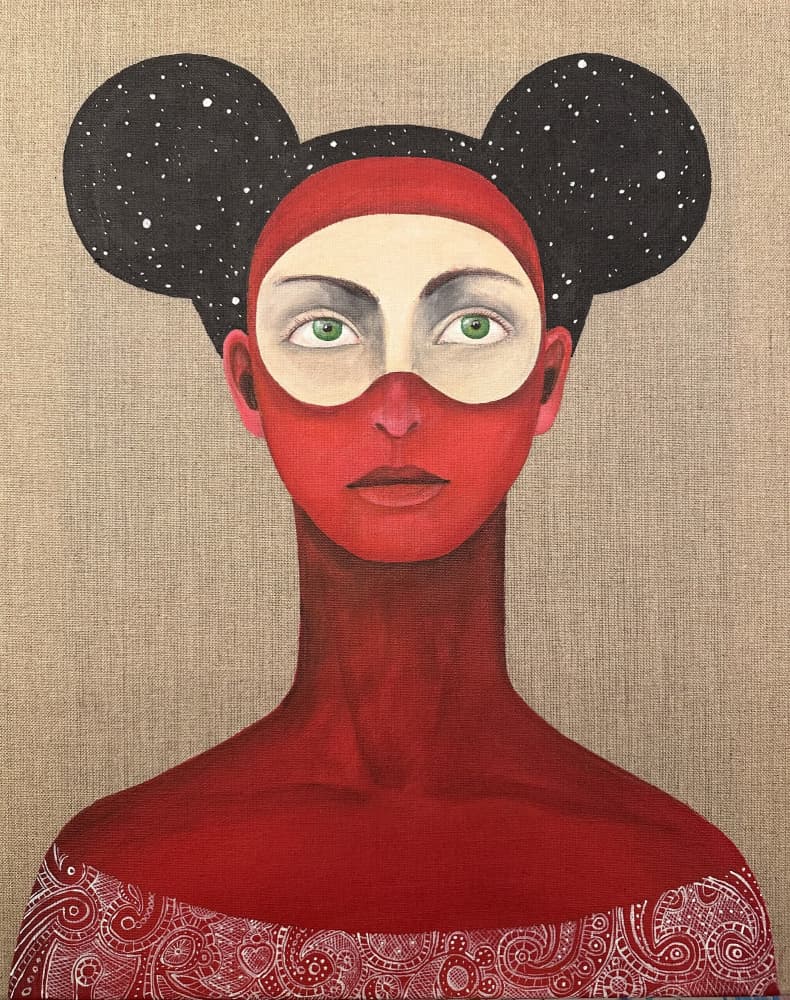Cosmic Masked Woman by SAN STARLING — canvas wall art