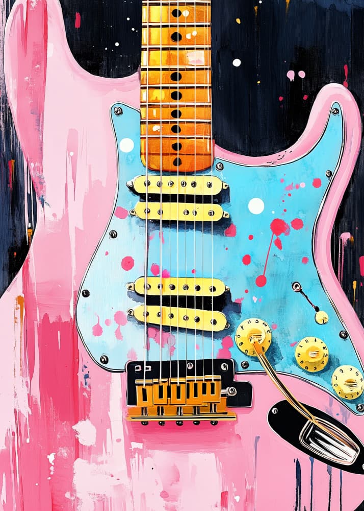 Colorful Guitar Splash by Justyna Jaszke — canvas wall art