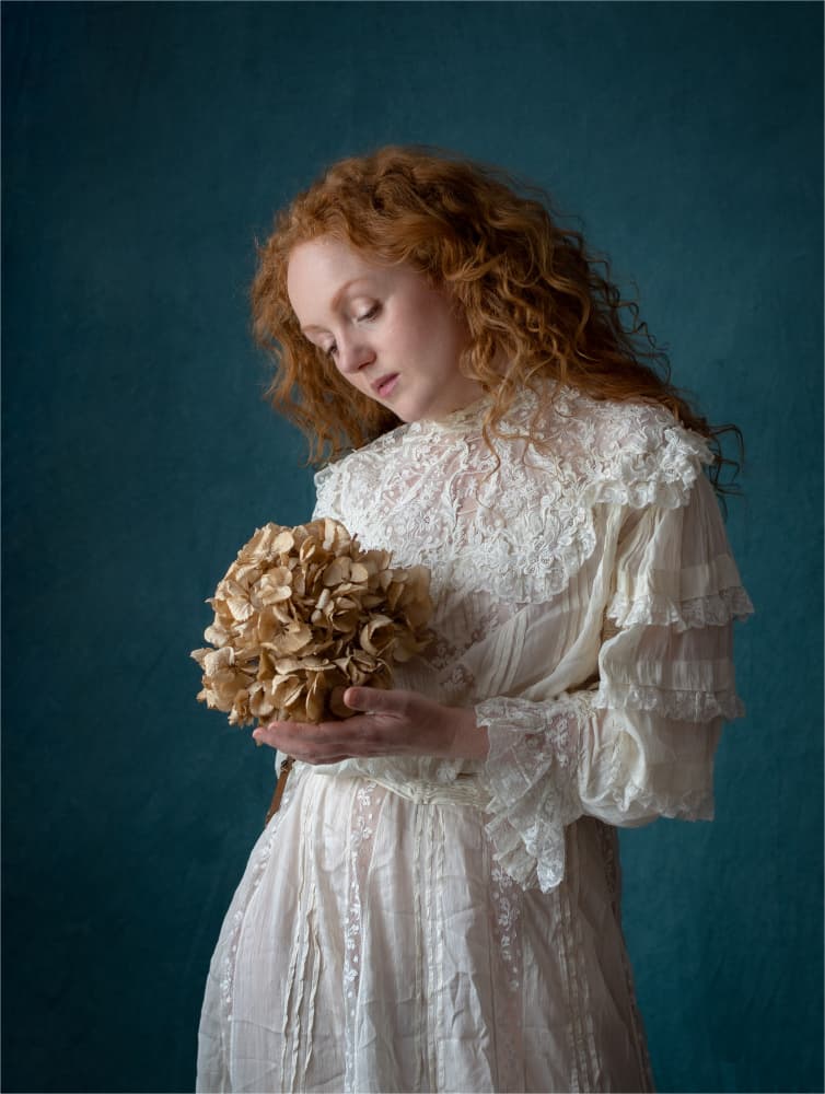 Ethereal Redhead with Flowers by Derwood — canvas wall art