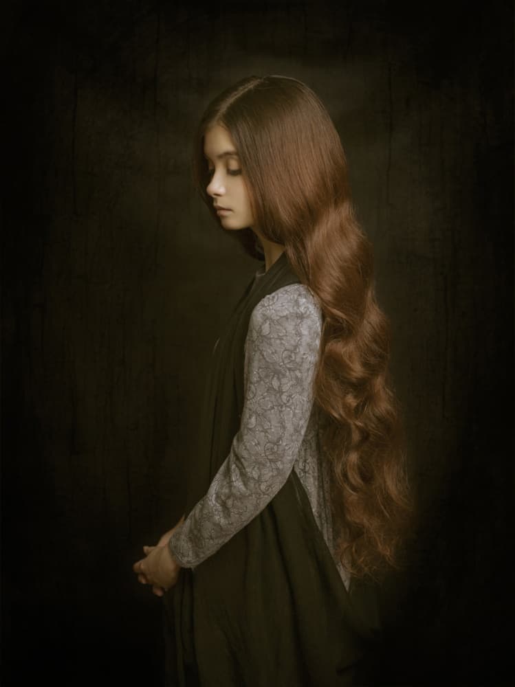 Pensive Girl Portrait by Yuri Shevchenko — canvas wall art
