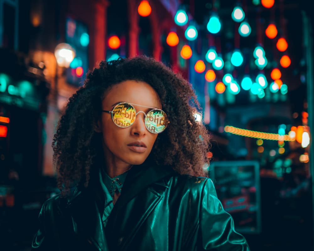Stylish Woman City Lights by Alexander London — canvas wall art