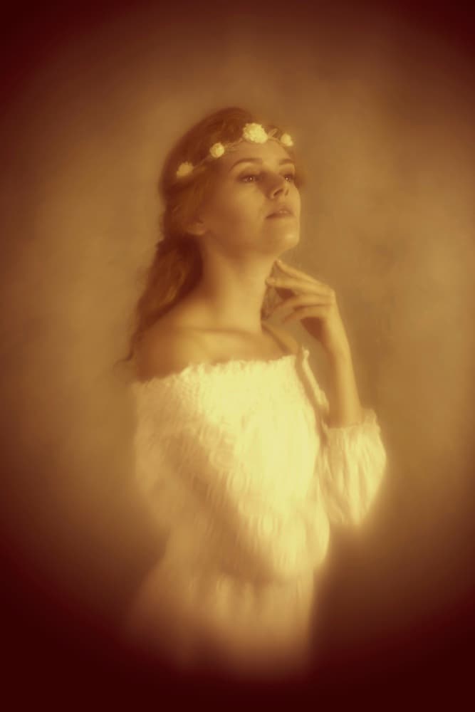 Dreamy Flower Crown Woman by Mel Brackstone — canvas wall art
