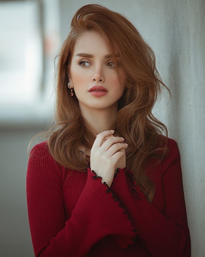 Thoughtful Redhead Portrait by Behrouz Sasani — canvas wall art