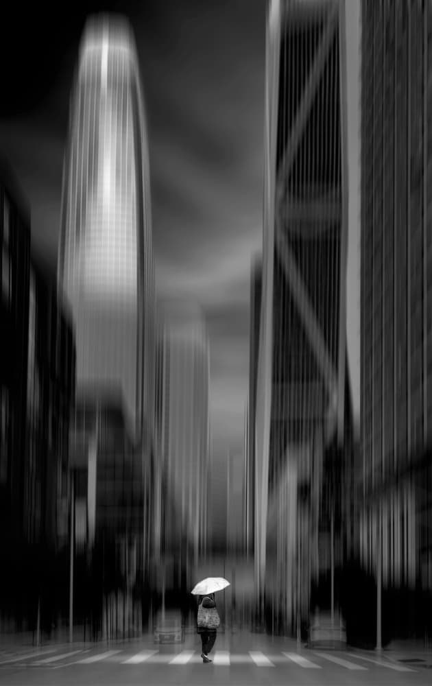 Rainy City Walk by Jiahong Zeng — canvas wall art