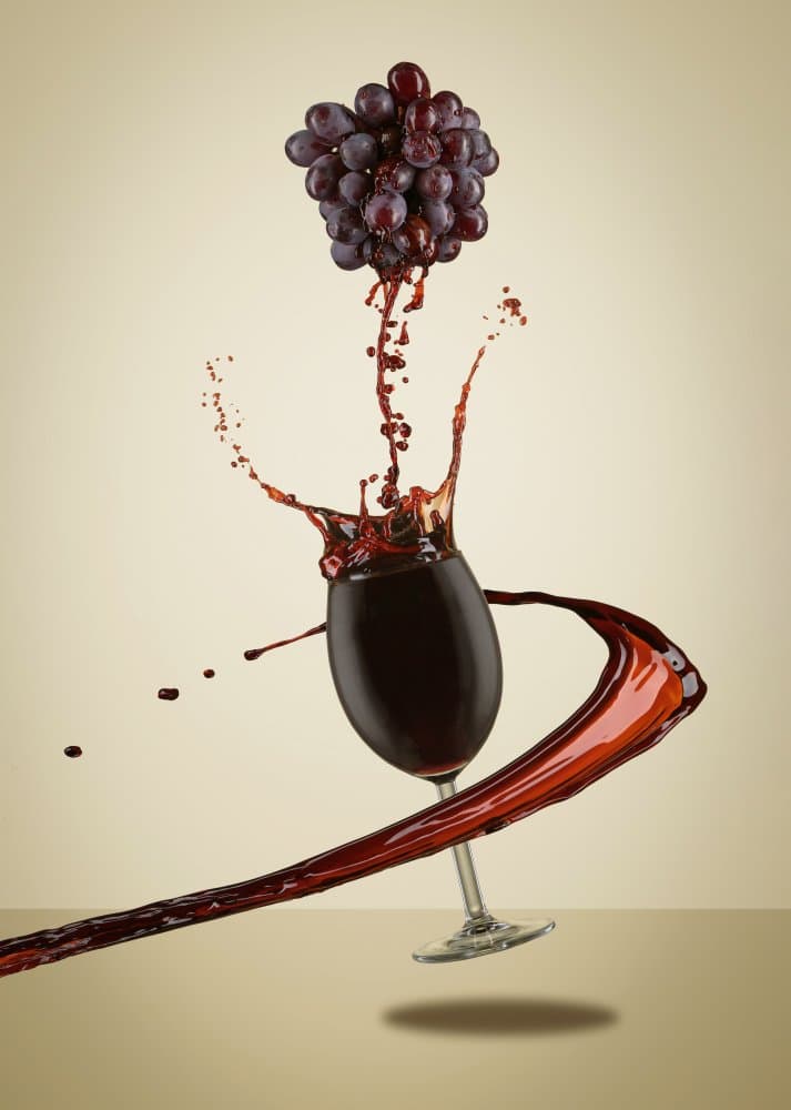 Floating Grapes Wine Splash by Marc Sabat — canvas wall art