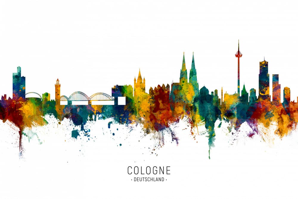 Vibrant Cologne Cityscape by Michael Tompsett — canvas wall art