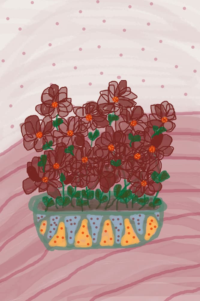 Potted Red Flowers by Christina Sillen — canvas wall art