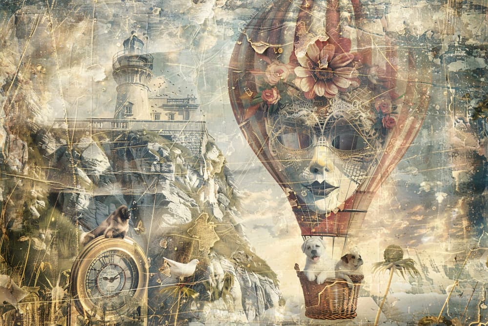 Whimsical Lighthouse Balloon by Rafal Kulik — canvas wall art