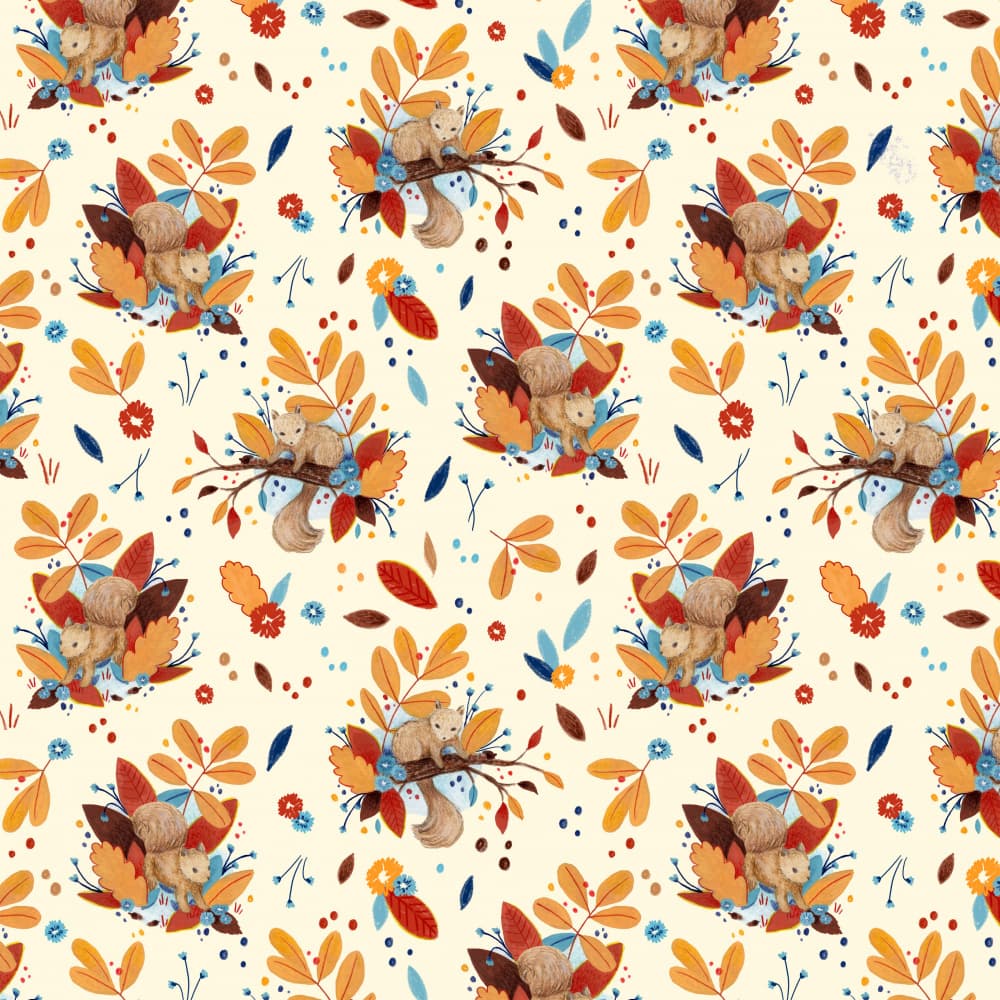 Cozy Autumn Squirrels by Julie Lesouef — canvas wall art