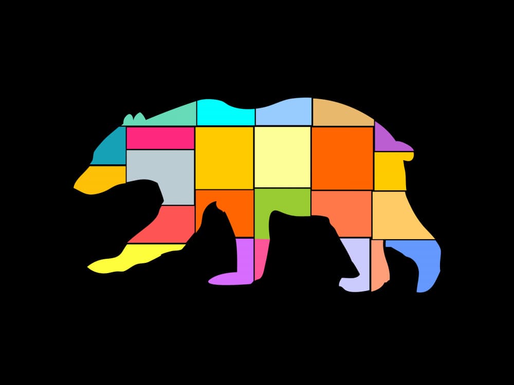 Colorful Geometric Bear by Baobab Print store — canvas wall art