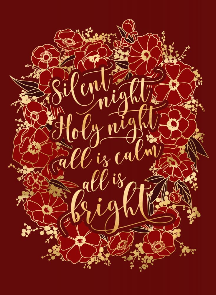 Silent Night Floral Wreath by Rosana Laiz Blursbyai — canvas wall art