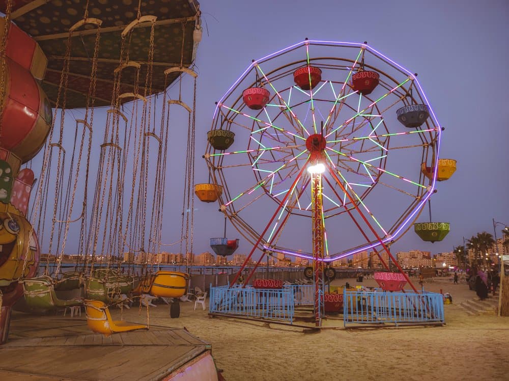 Colorful Fairground Night by Ahmed Shehata — canvas wall art