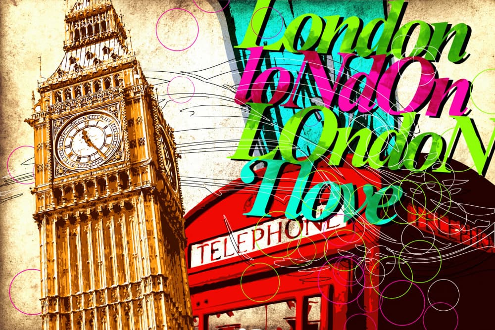 Vibrant London Icons by Rafal Kulik — canvas wall art