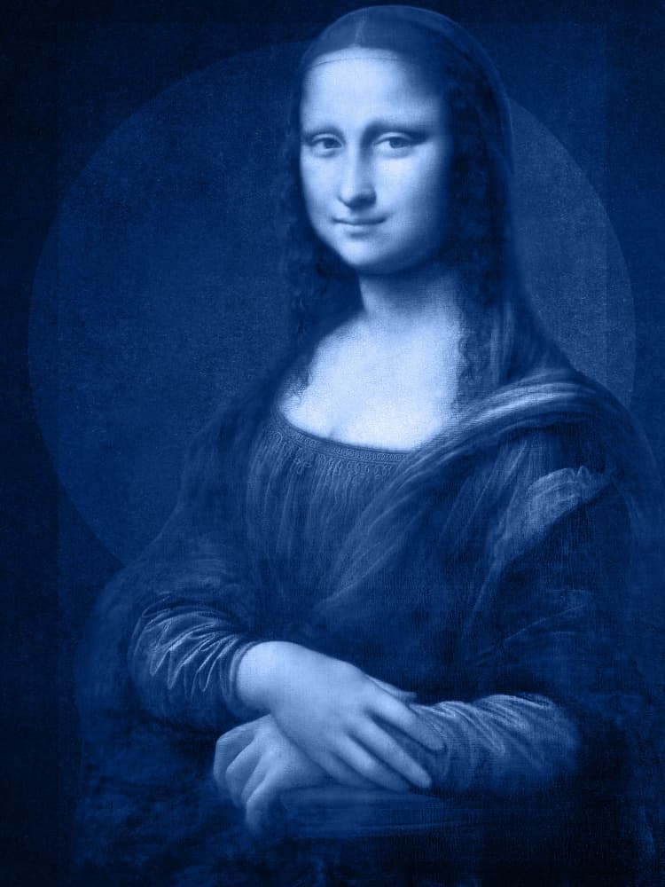 Serene Blue Woman Portrait by Marja van den Hurk — canvas wall art