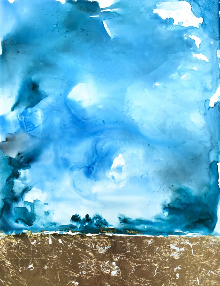 Blue Gold Horizon by Christine Lindstrom — canvas wall art