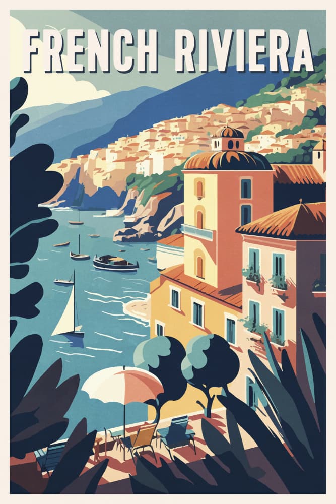 Vibrant French Riviera Coast by thomas chedeville — canvas wall art