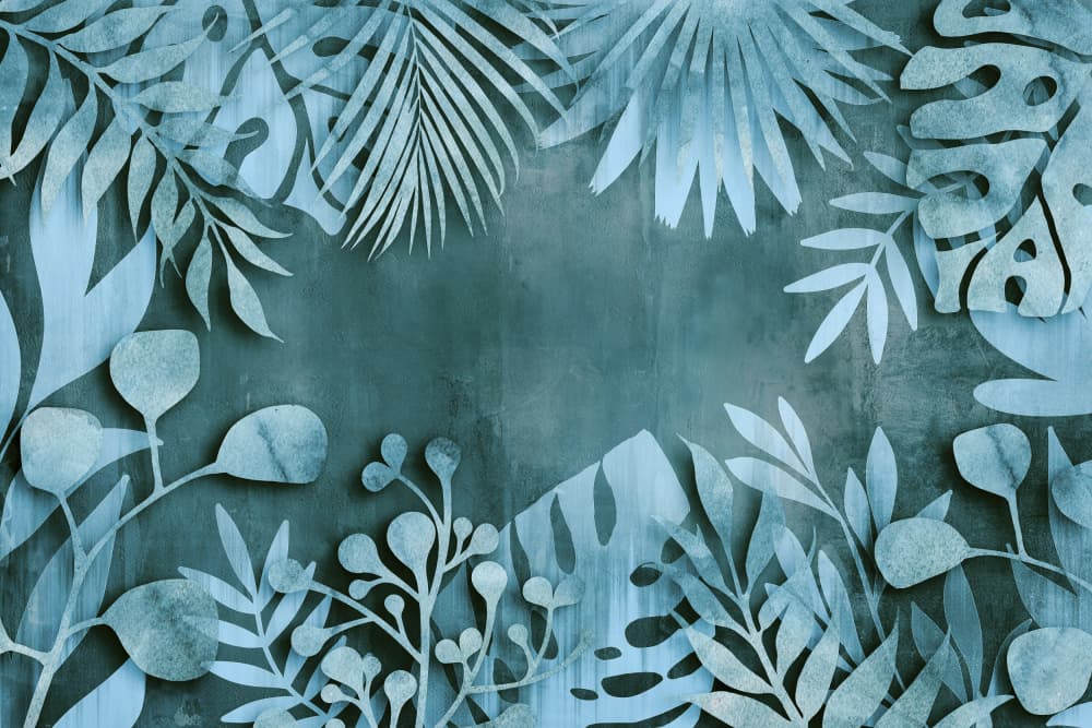 Serene Teal Jungle Leaves by Andrea Haase — canvas wall art