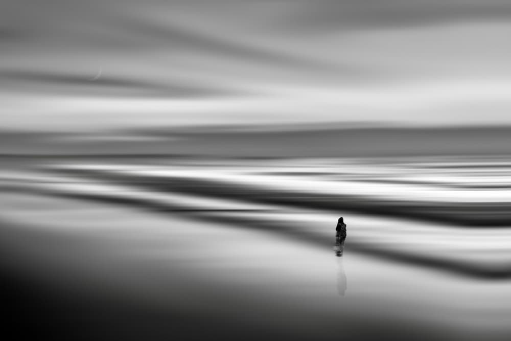 Solitary Beach Figure by MingLun Tsai (蔡明倫) — canvas wall art
