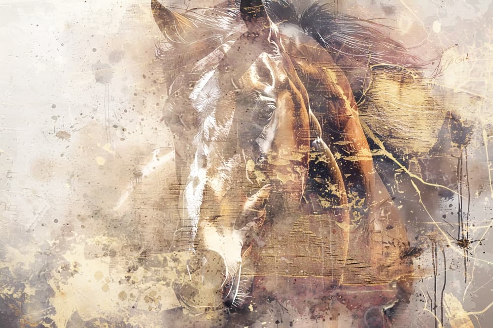 Golden Horse Art by Rafal Kulik — canvas wall art