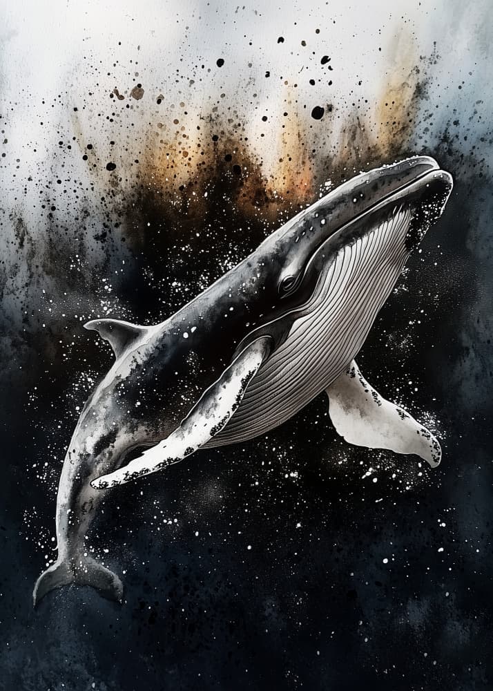 Whale sea life 3 by Justyna Jaszke — canvas wall art