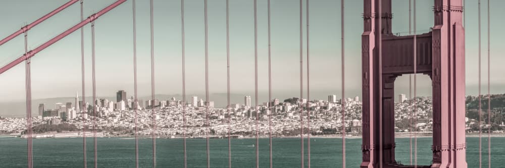 Golden Gate City Skyline by Melanie Viola — canvas wall art