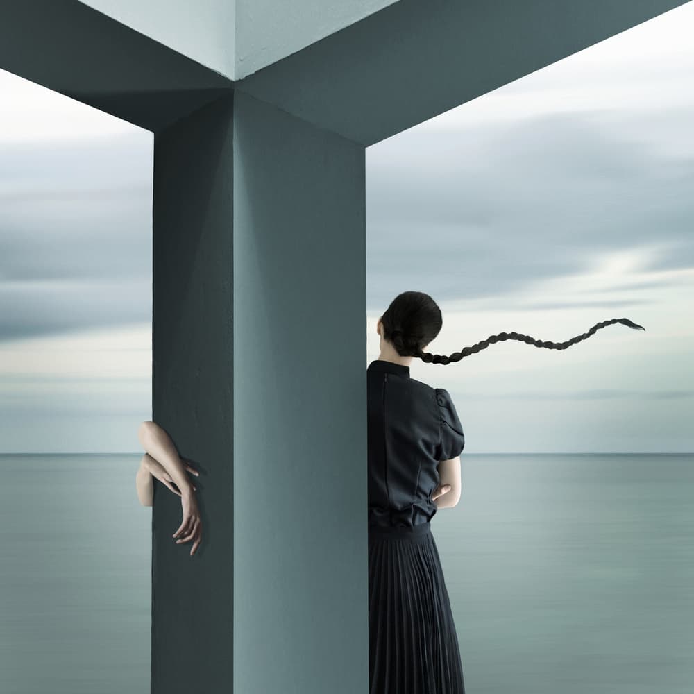 Woman Facing The Ocean by hardibudi — canvas wall art