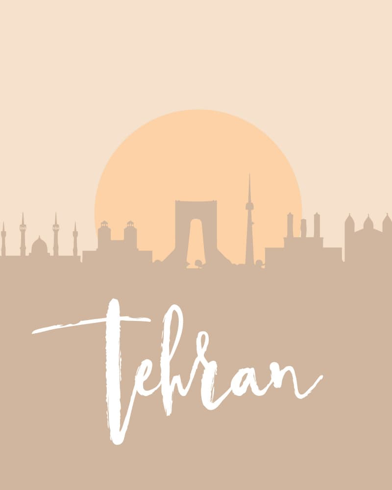 Tehran City Silhouette by Emiliano Deificus — canvas wall art